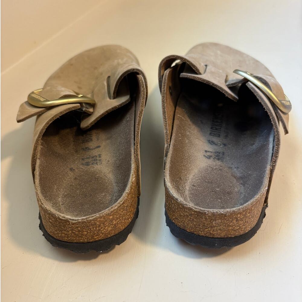 Birkenstock Boston Big Buckle Clogs Nubuck Leather Sandcastle W 10 - Picture 5 of 9